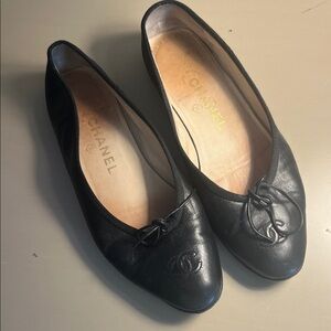 CHANEL Black Leather Loafers